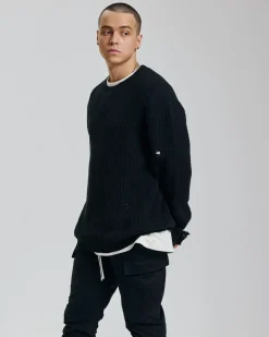 1 × Distressed Crewneck Sweater