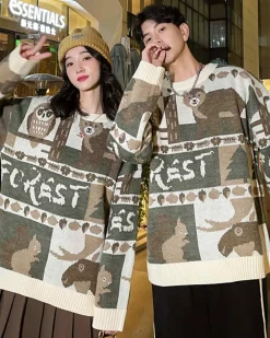 Animal Pattern Crewneck Jumper