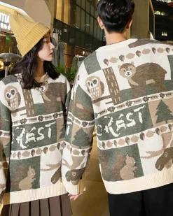 Animal Pattern Crewneck Jumper