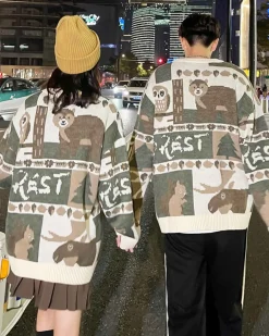 Animal Pattern Crewneck Jumper