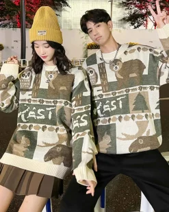 Animal Pattern Crewneck Jumper