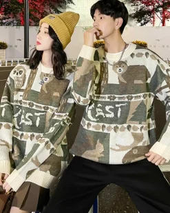 Animal Pattern Crewneck Jumper