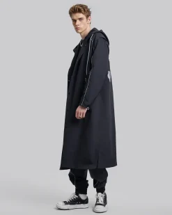 Back Graphic Hooded Long Coat