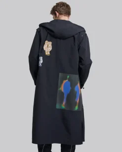 Back Graphic Hooded Long Coat