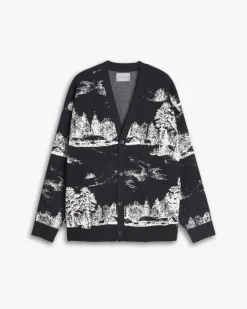 Buttoned Cardigan With Graphics