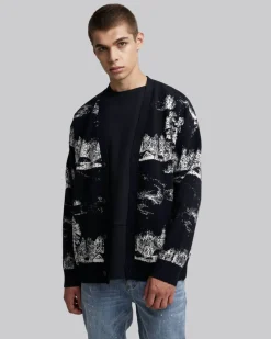 Buttoned Cardigan With Graphics