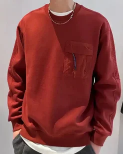 Chest Pocket Patchwork Sweatshirt