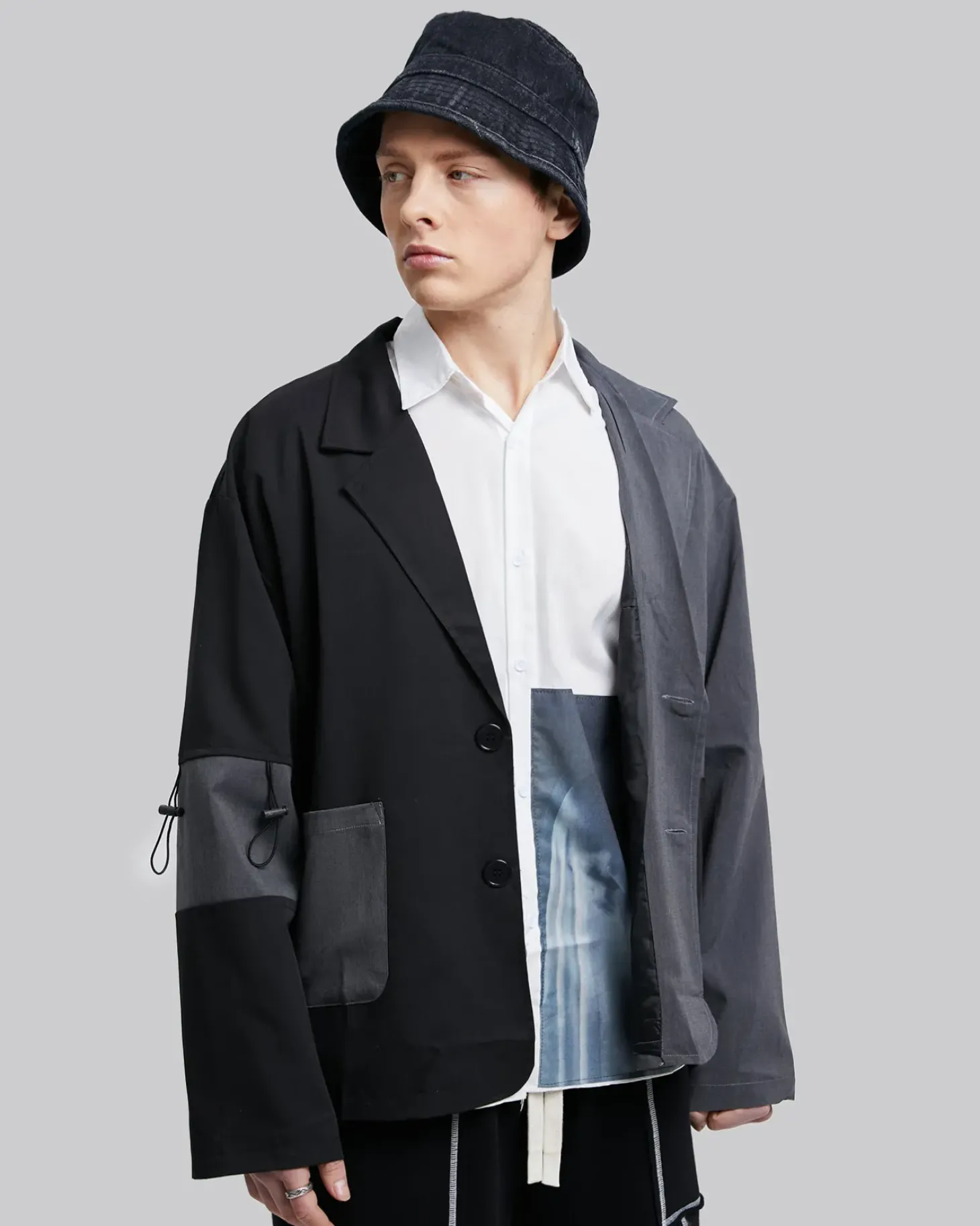 Contrast Color Blazer Set