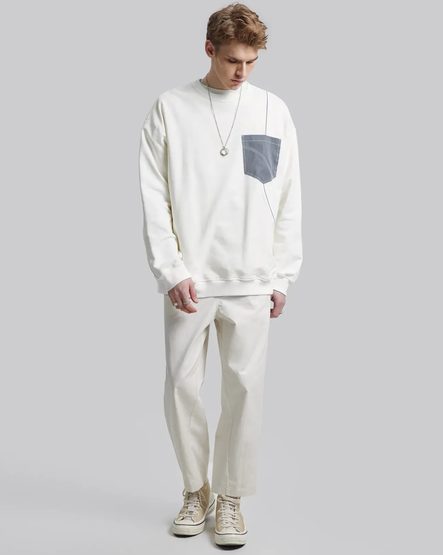 Contrast Color Crewneck Sweatshirt