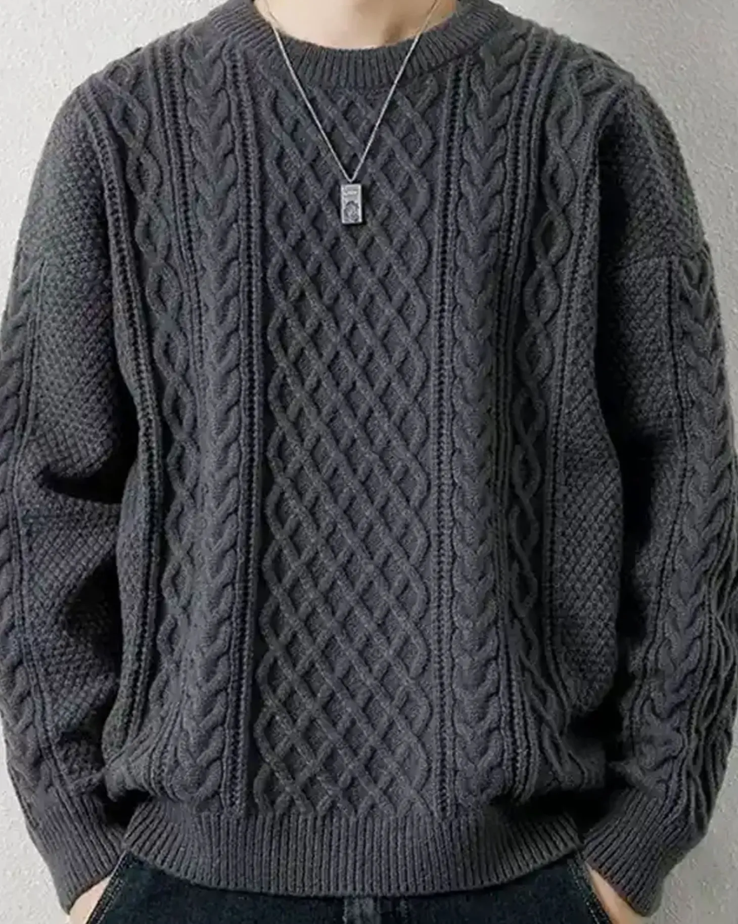 Crewneck Cable-Knit Jumper