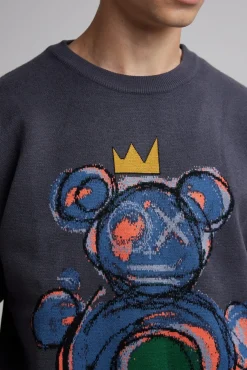 Crewneck With Teddy-Bear Graphics