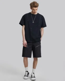 Diagonal Zipper Shorts