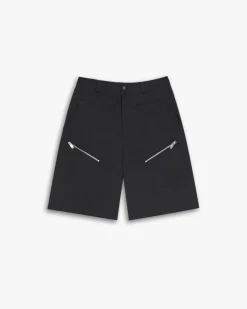 Diagonal Zipper Shorts