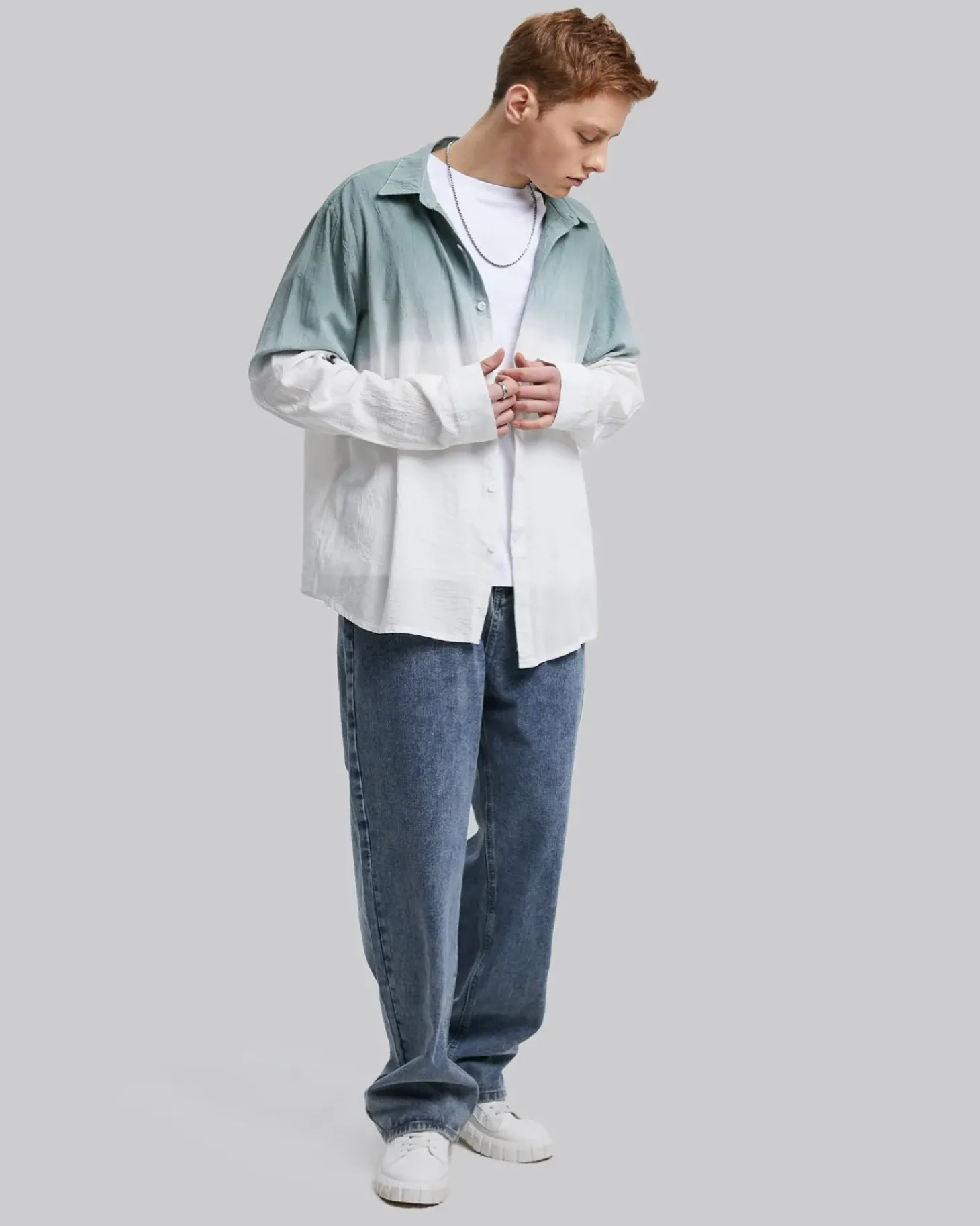 Dip-Dyed Cotton Shirt Set