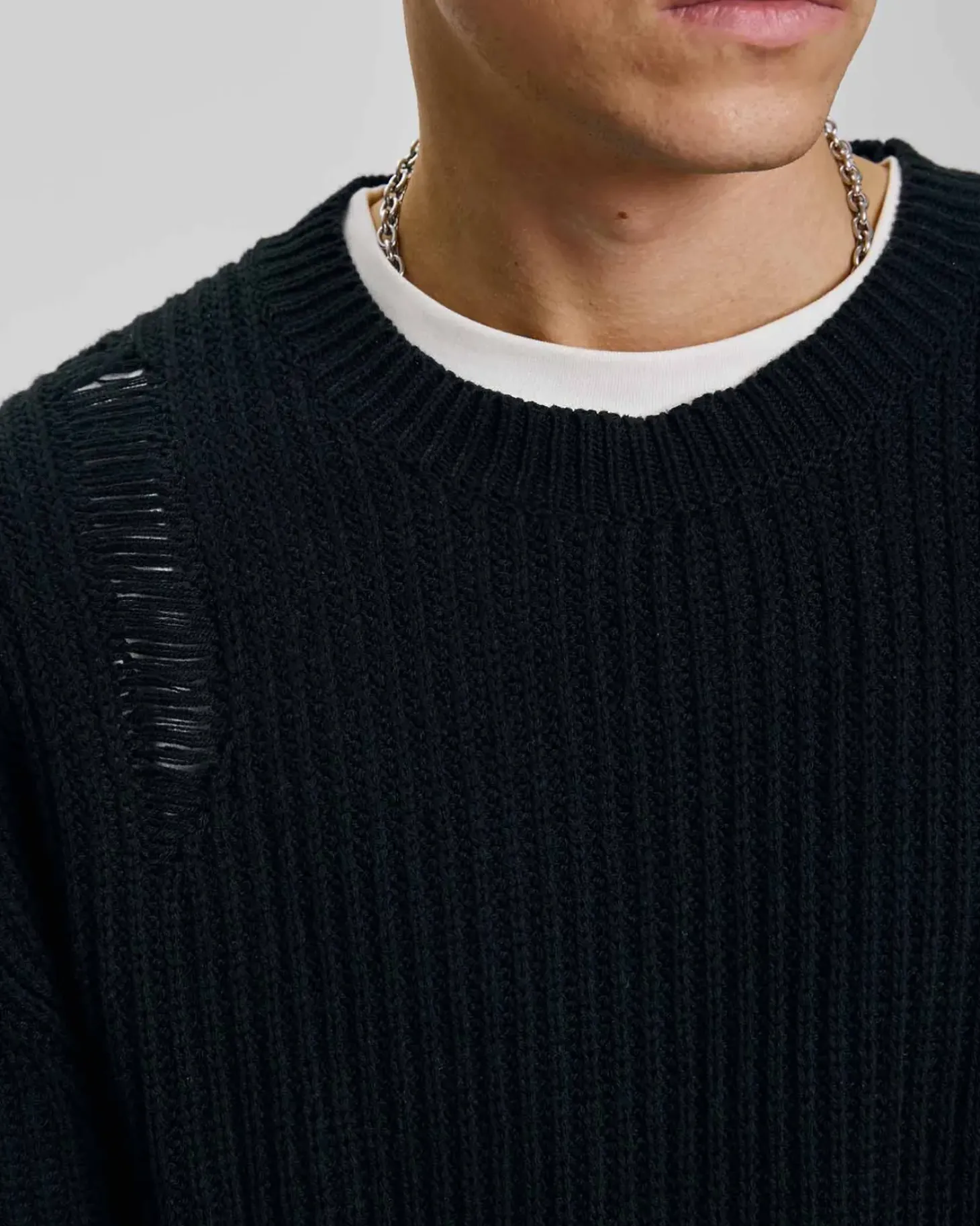Distressed Crewneck Sweater