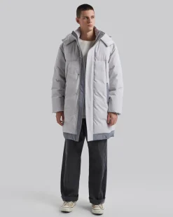 Elbow-Patch Long Down Jacket