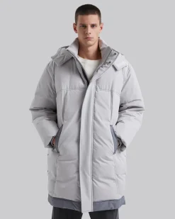 Elbow-Patch Long Down Jacket