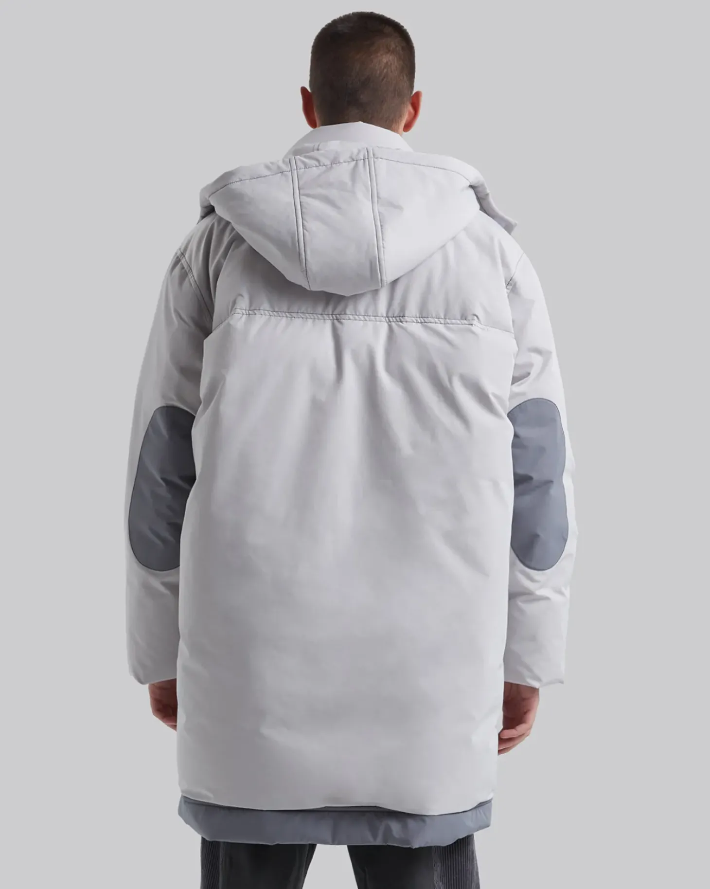 Elbow-Patch Long Down Jacket