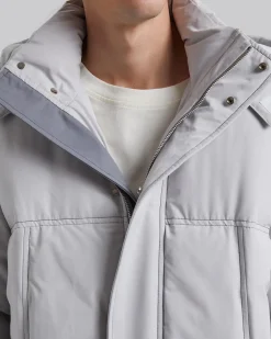 Elbow-Patch Long Down Jacket