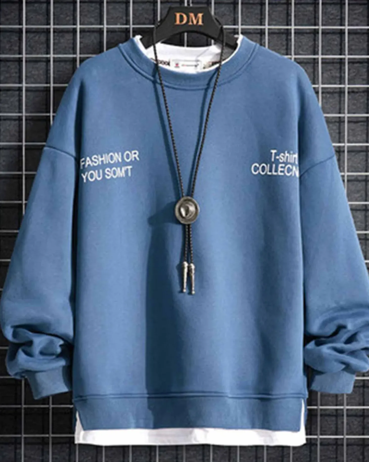 Fake Two-Piece Crew Sweatshirt