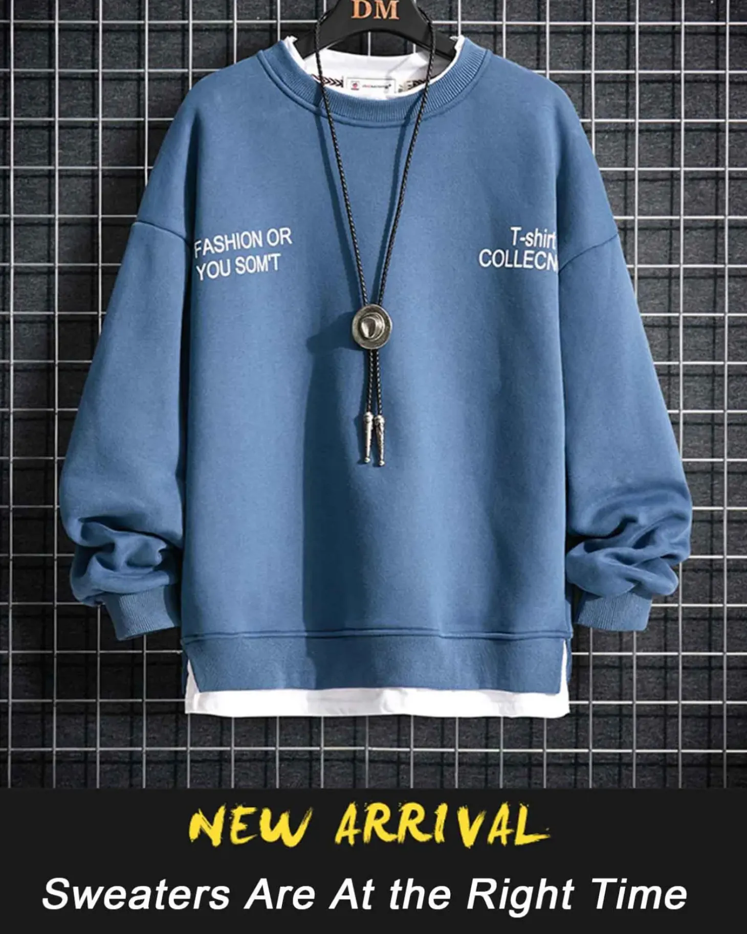 Fake Two-Piece Crew Sweatshirt