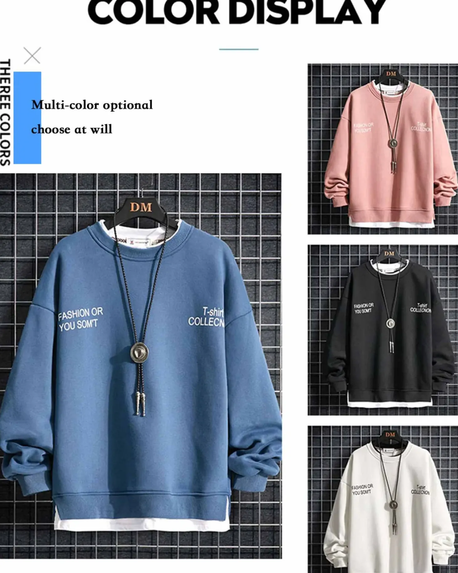 Fake Two-Piece Crew Sweatshirt