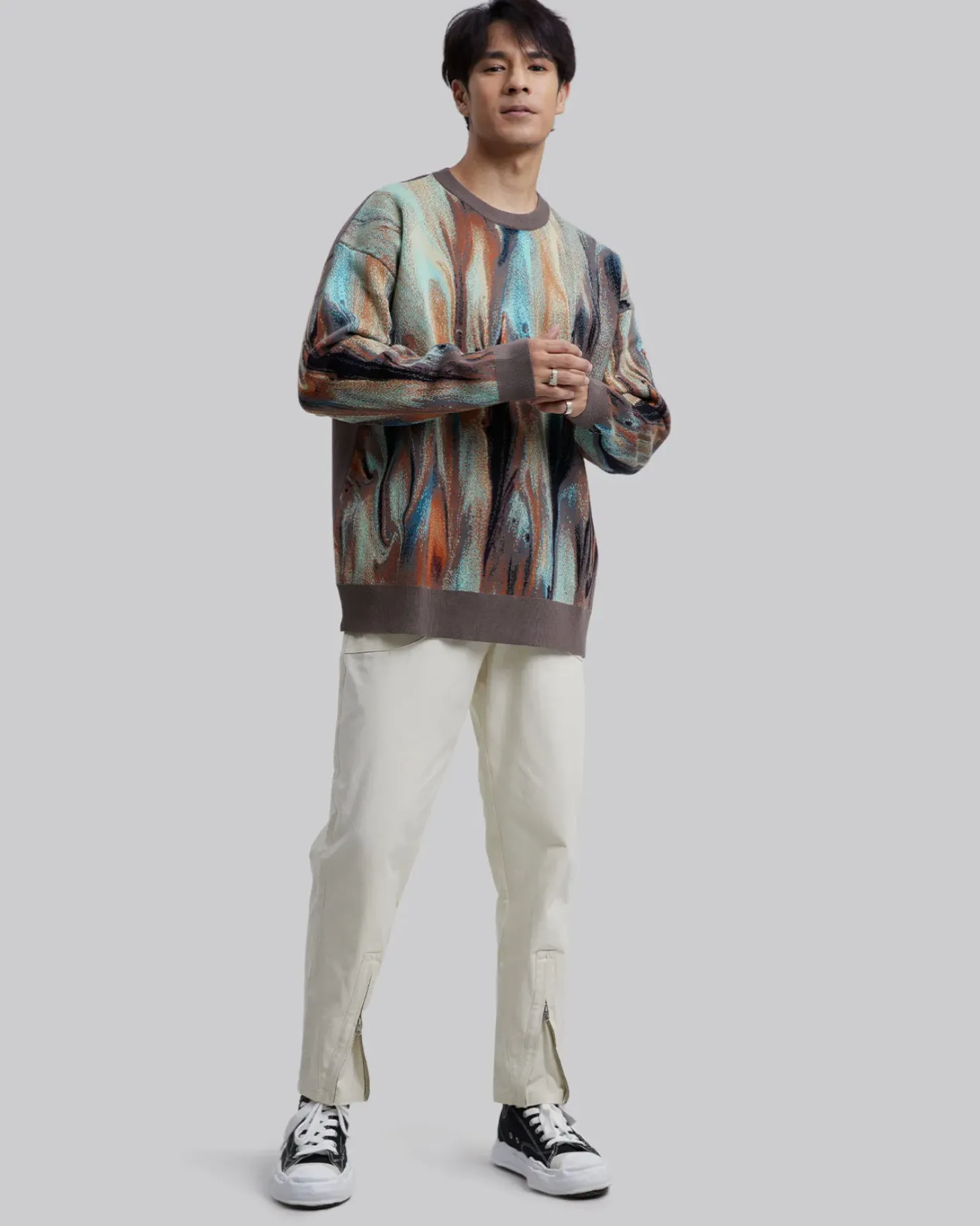 Fluid-Art Graphics Ribbed Sweater Set
