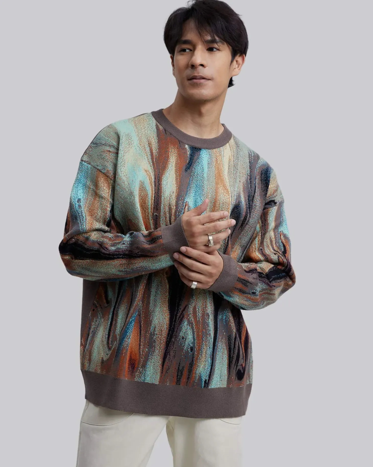 Fluid-Art Graphics Ribbed Sweater Set