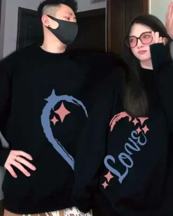 Heart Detail Crewneck Cotton Sweatshirt