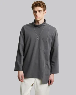 High Neck Asymmetric Sweatshirt