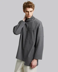 High Neck Asymmetric Sweatshirt