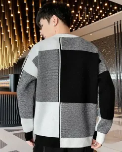 Knitted Colorblock Crew Jumper