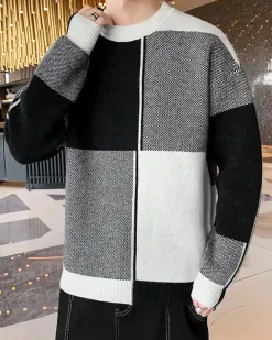 Knitted Colorblock Crew Jumper