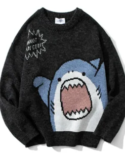 Knitted Crewneck Shark Jumper