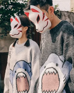 Knitted Crewneck Shark Jumper