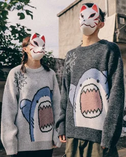 Knitted Crewneck Shark Jumper