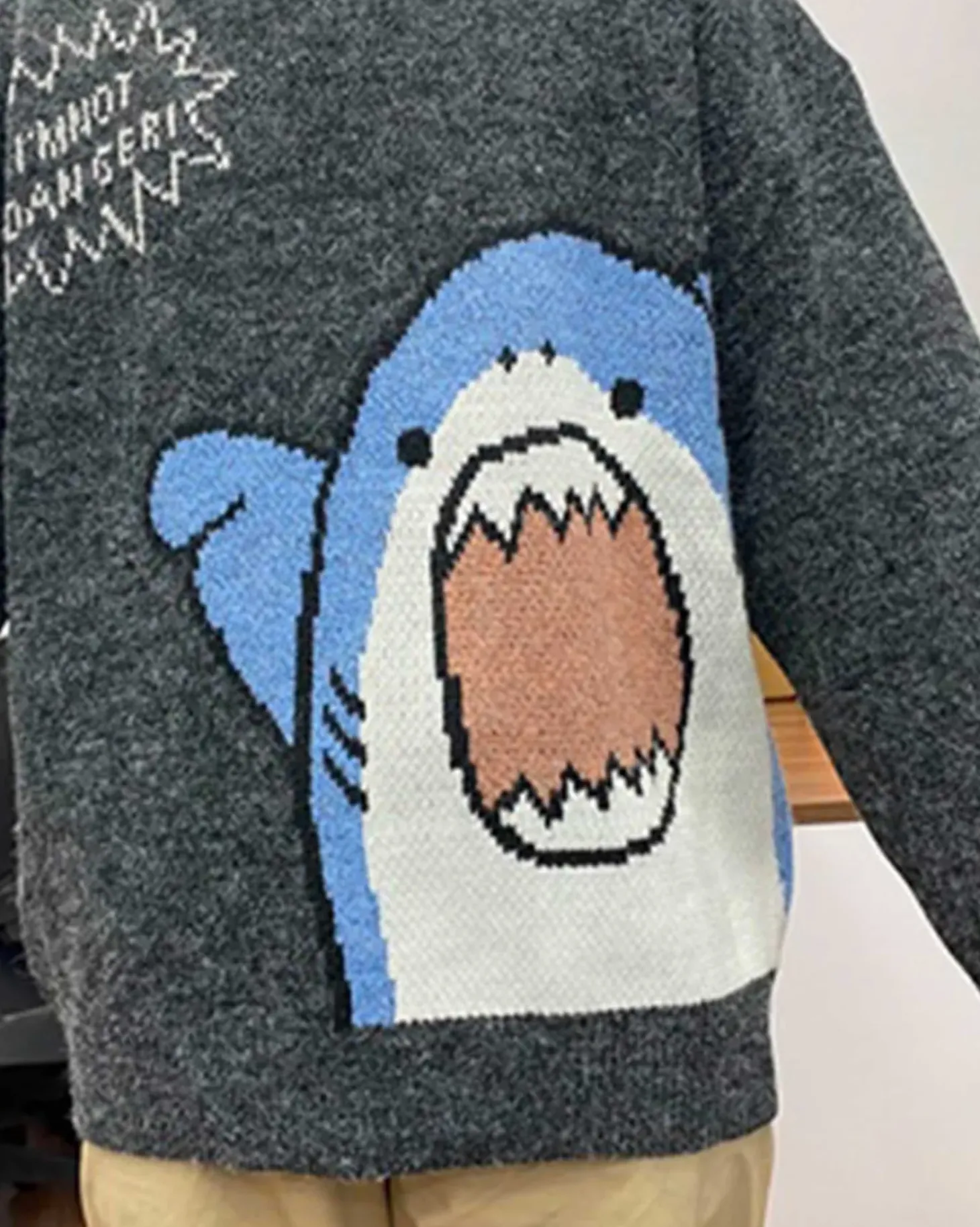 Knitted Crewneck Shark Jumper