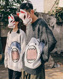Knitted Crewneck Shark Jumper