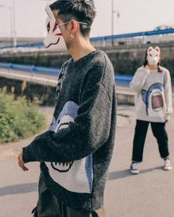 Knitted Crewneck Shark Jumper
