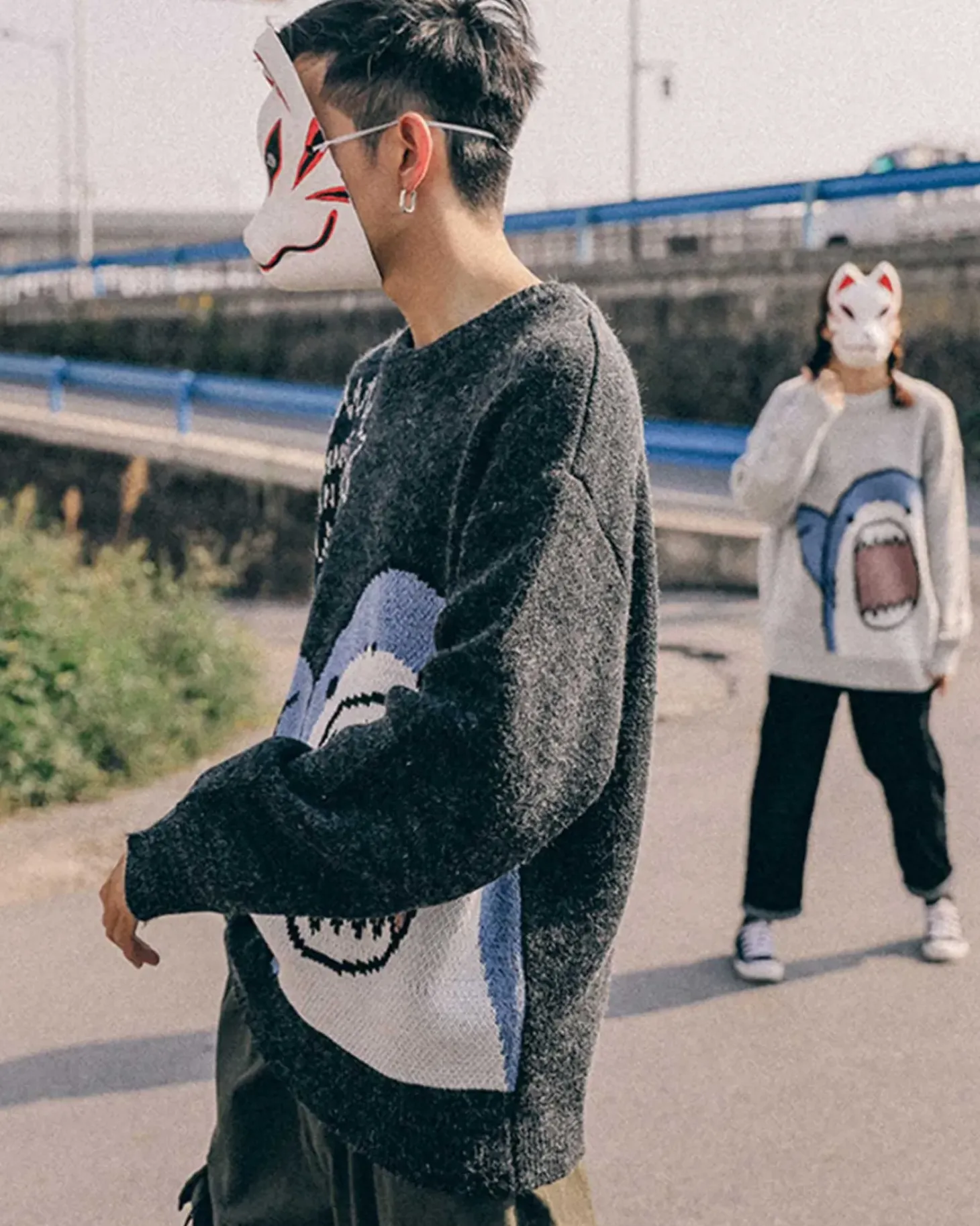 Knitted Crewneck Shark Jumper