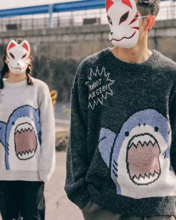 Knitted Crewneck Shark Jumper