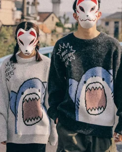 Knitted Crewneck Shark Jumper