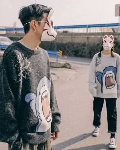 Knitted Crewneck Shark Jumper