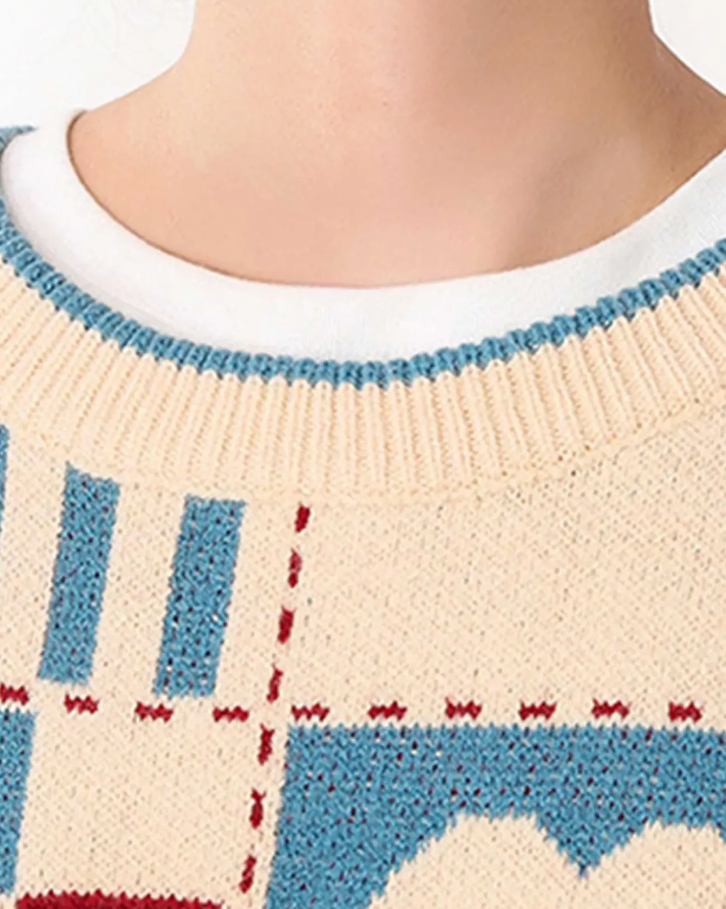 Knitted Patchwork Crew Jumper