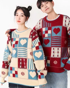 Knitted Patchwork Crew Jumper