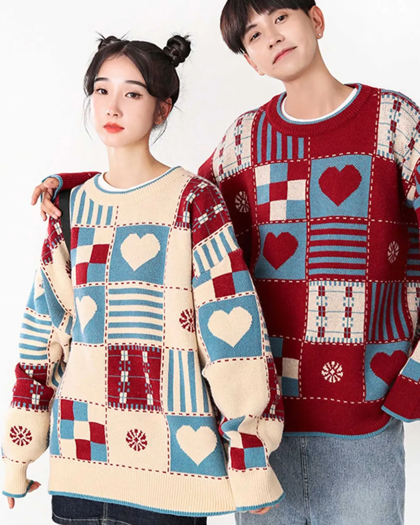 Knitted Patchwork Crew Jumper