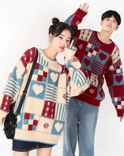 Knitted Patchwork Crew Jumper