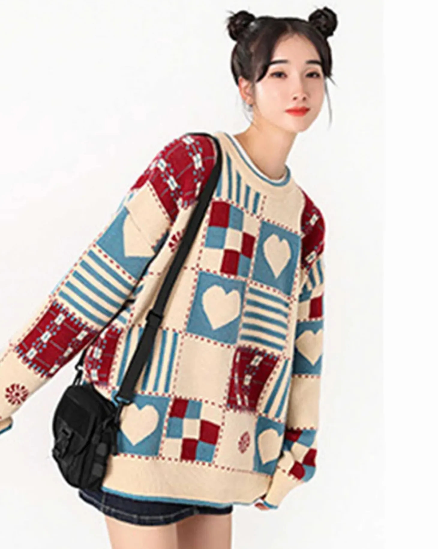 Knitted Patchwork Crew Jumper