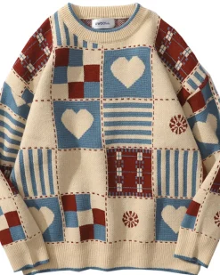 Knitted Patchwork Crew Jumper