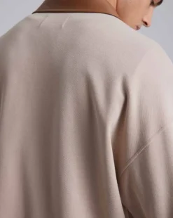 Leather-Like Collar Polo Jacket